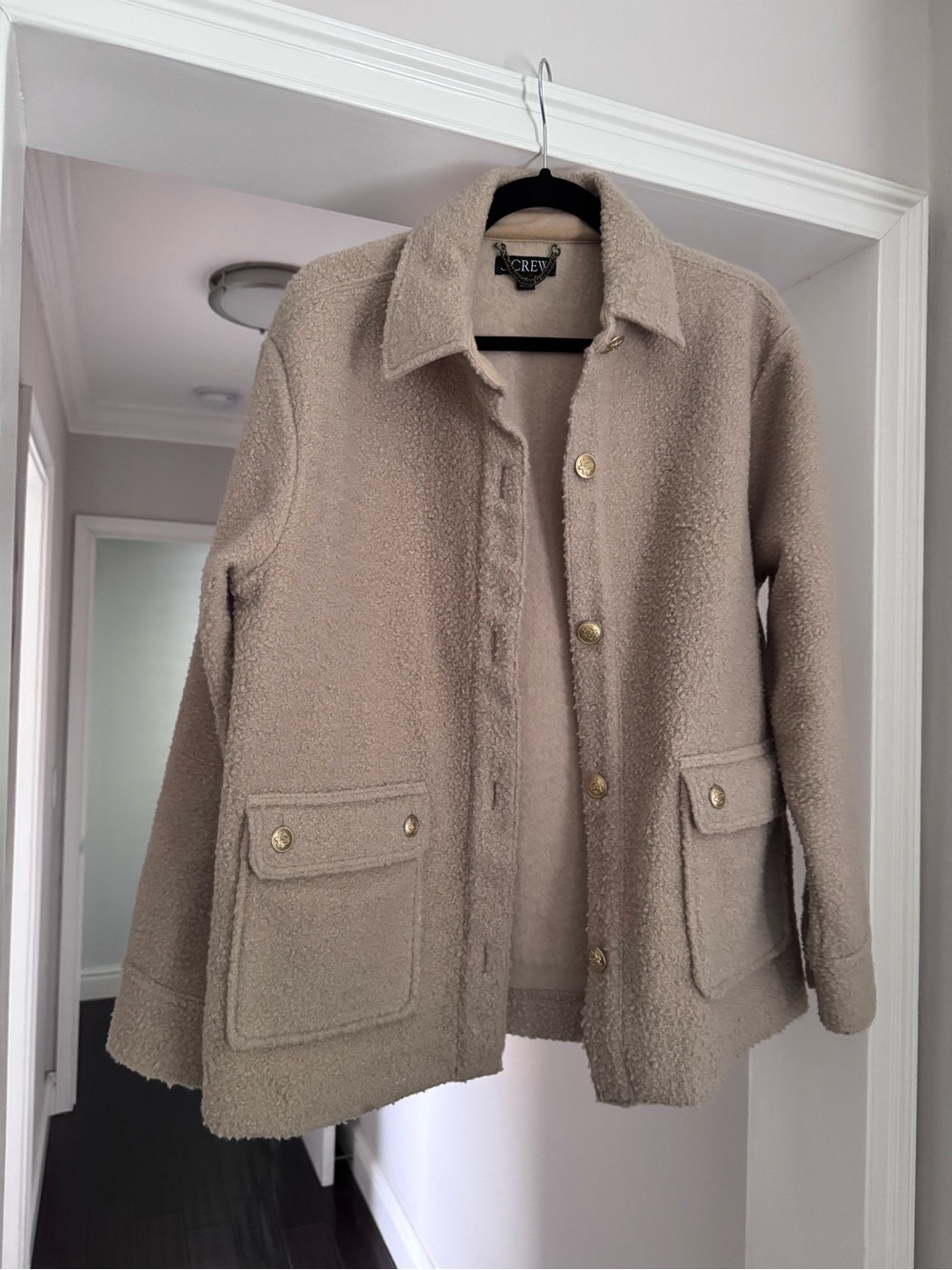J. Crew Taupe Sherpa Button-Up Jacket